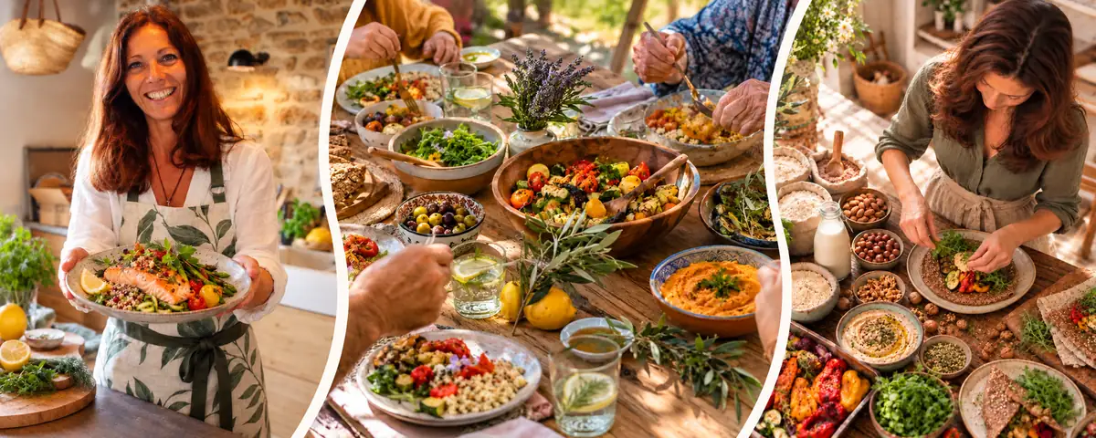 Changer d'alimentation avec plaisir : assiettes colorées de légumes, céréales et légumineuses
